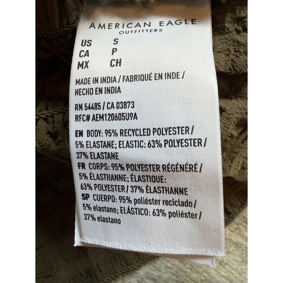 American Eagle Smocked Shirt Small Olive Green Peplum NWT Coquette NWT Milkmaid - Picture 9 of 11